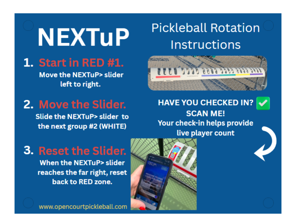 NEXTuP rack Instruction Sign