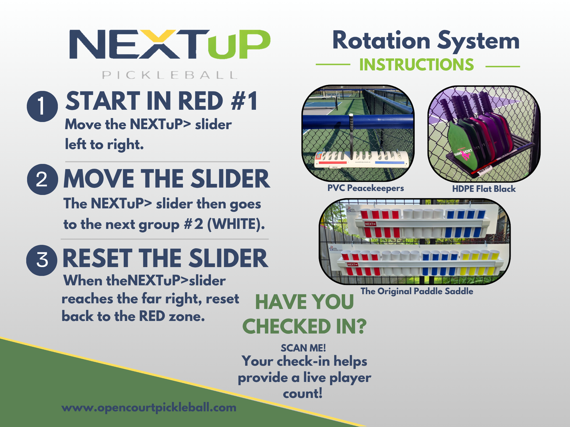 NEXTuP rack Instruction Sign