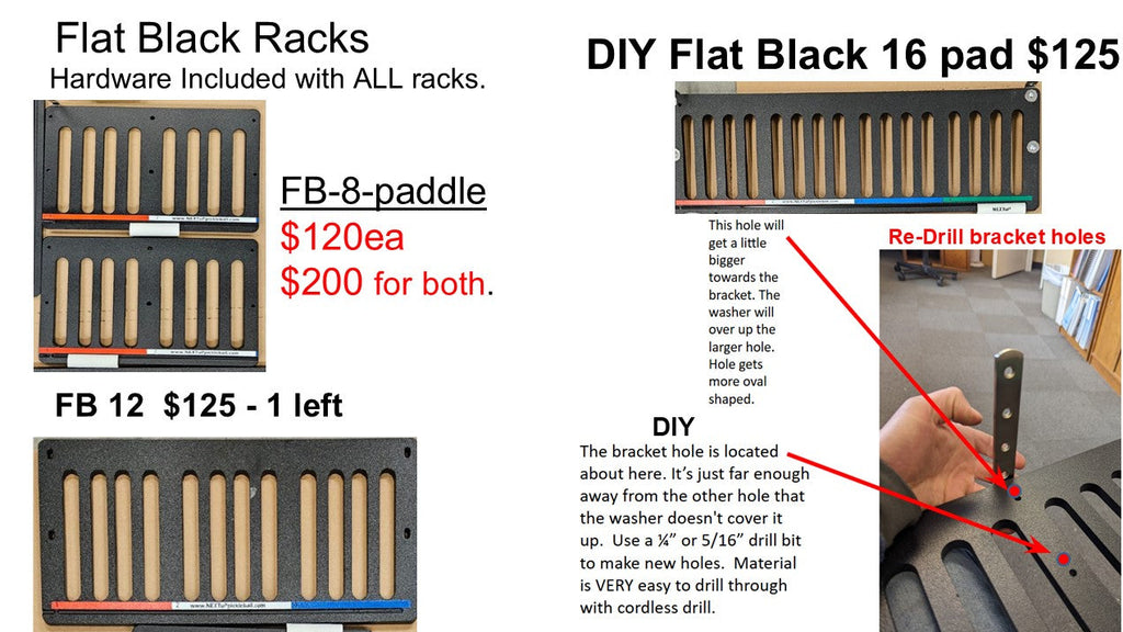 Save BIG! Flat Black Scratch & Dent Racks! Contact us for availability.