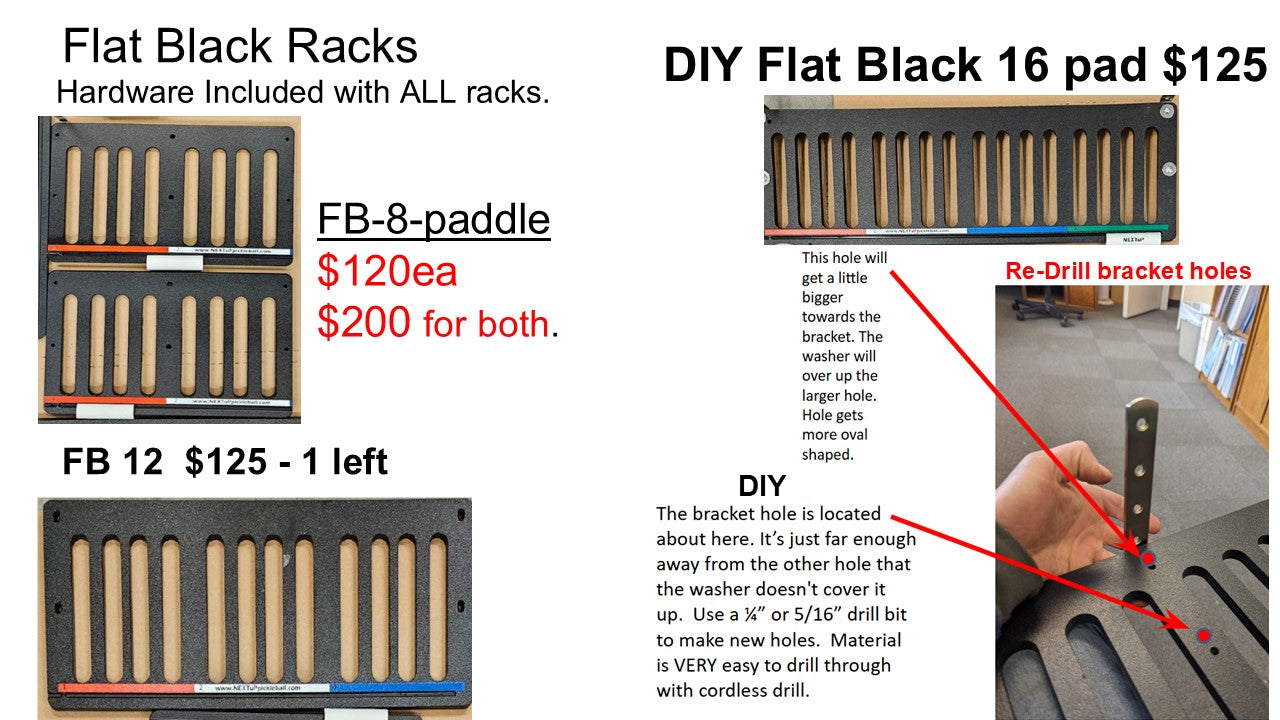 Save BIG! Flat Black Scratch & Dent Racks! Contact us for availability.
